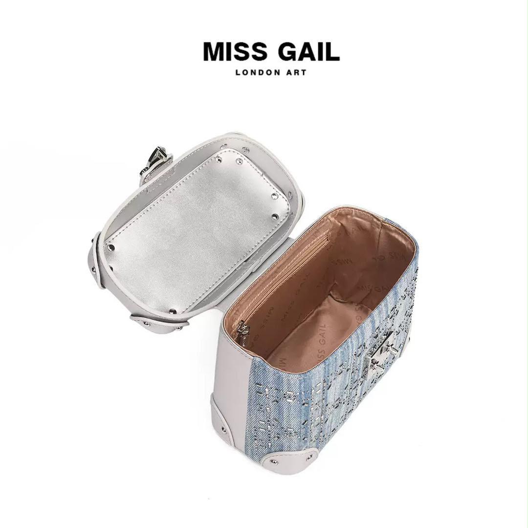 Miss Gail Box Denim Rhinestone Bag