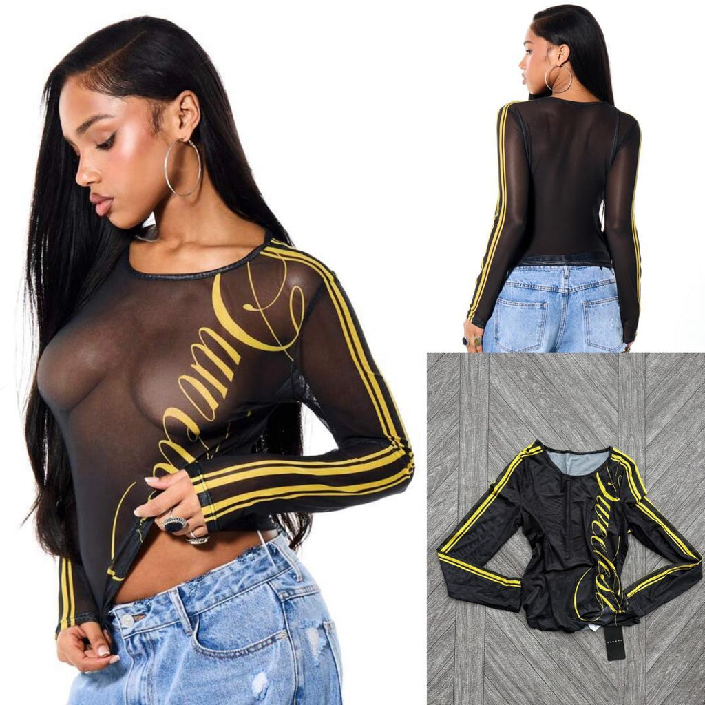 Women’s Luxury Sexy Mesh Top | Black Stretchy Top