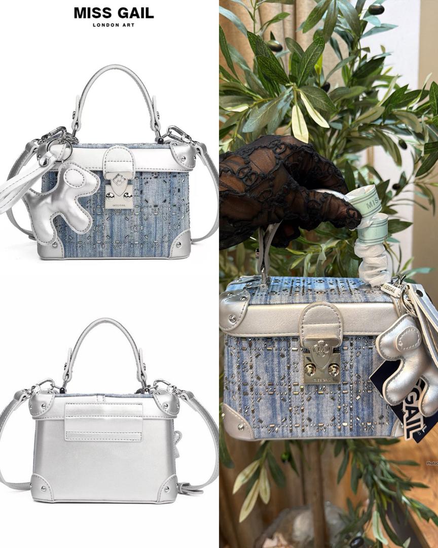 Miss Gail Box Denim Rhinestone Bag