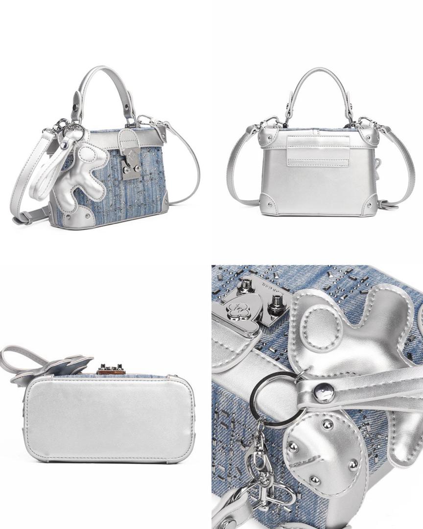 Miss Gail Box Denim Rhinestone Bag