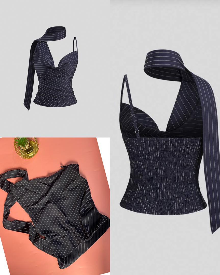 Women’s Chic Asymmetrical Striped Top