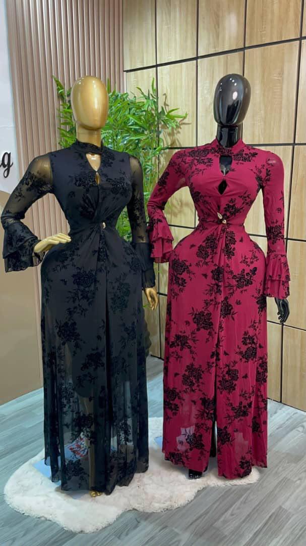 Women’s Luxury Slit Mesh Gown